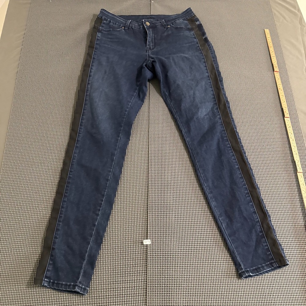 Cache Womens Dark Wash Skinny Jeans Black Side Stripe Estimated W28